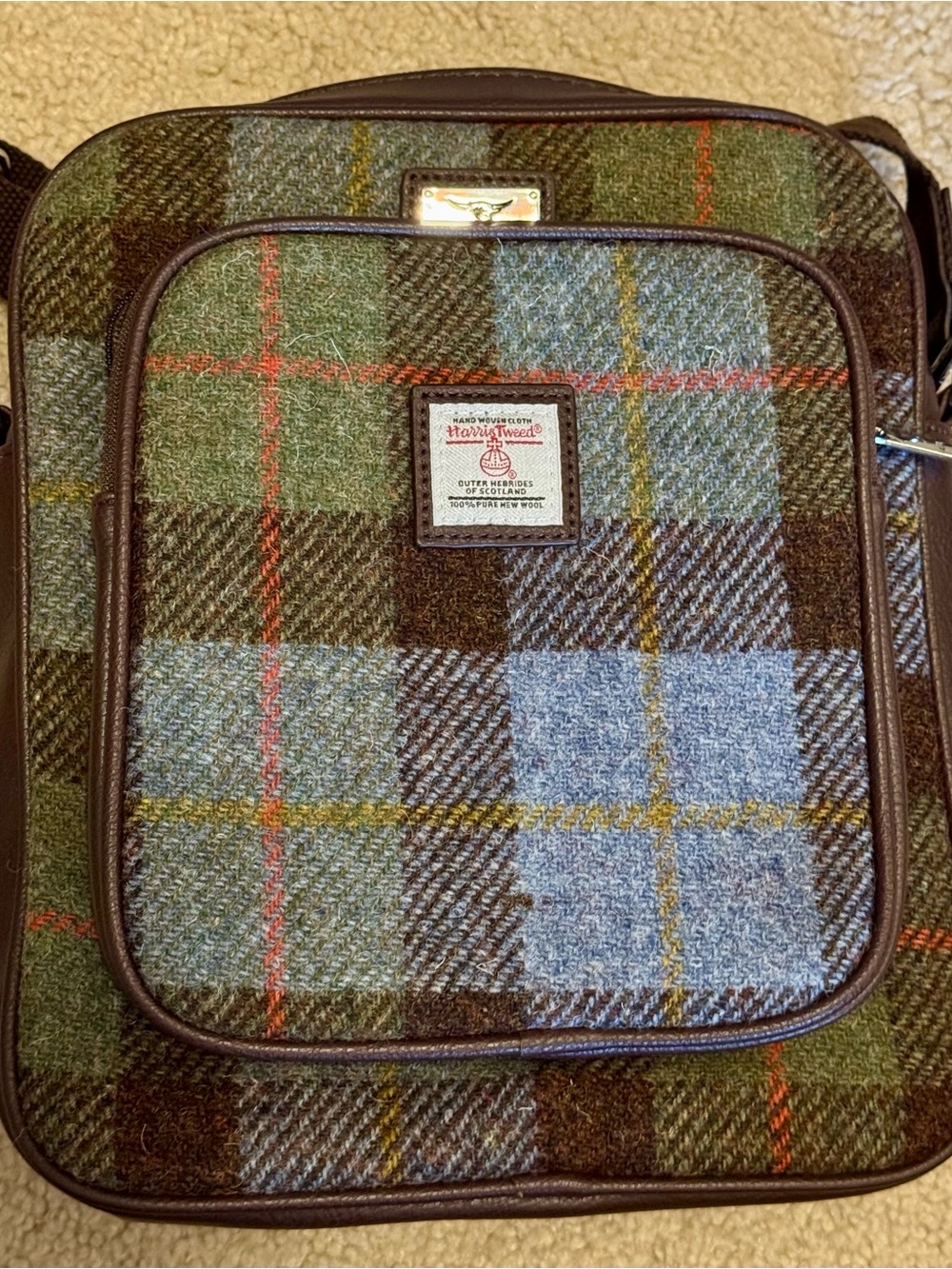 Glen Appin and Harris Tweed Plaid Crossbody Bag with Adjustable Strap - Picture 7 of 9